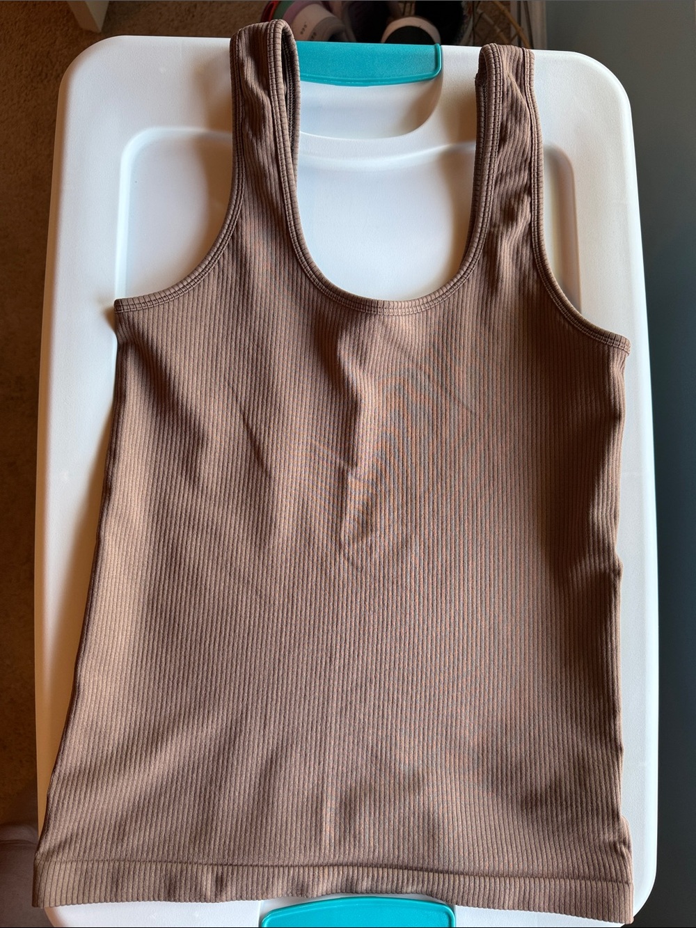 Athleta Renew Seamless Brown Ribbed Scoop Neck Tank Top